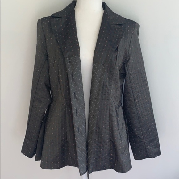 SpiritHouse olive color silk front button closure jacket - Picture 3 of 13